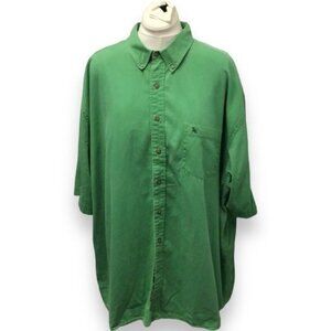 Eddie Bauer Mens Green Button-Up Shirt XXXL 100% Cotton 3/4 Sleeve